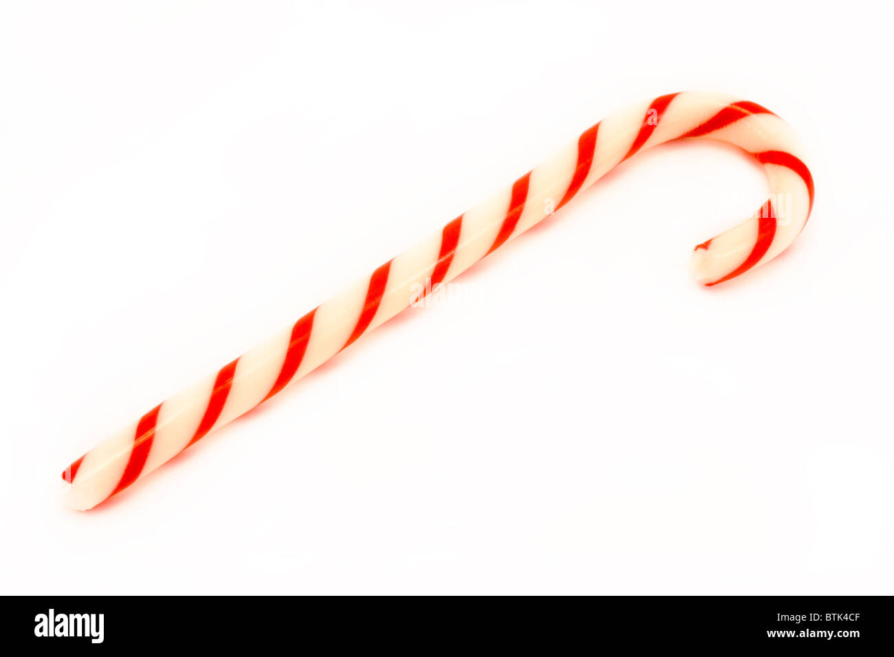 Rayé rouge Candy Cane isolated over white Banque D'Images