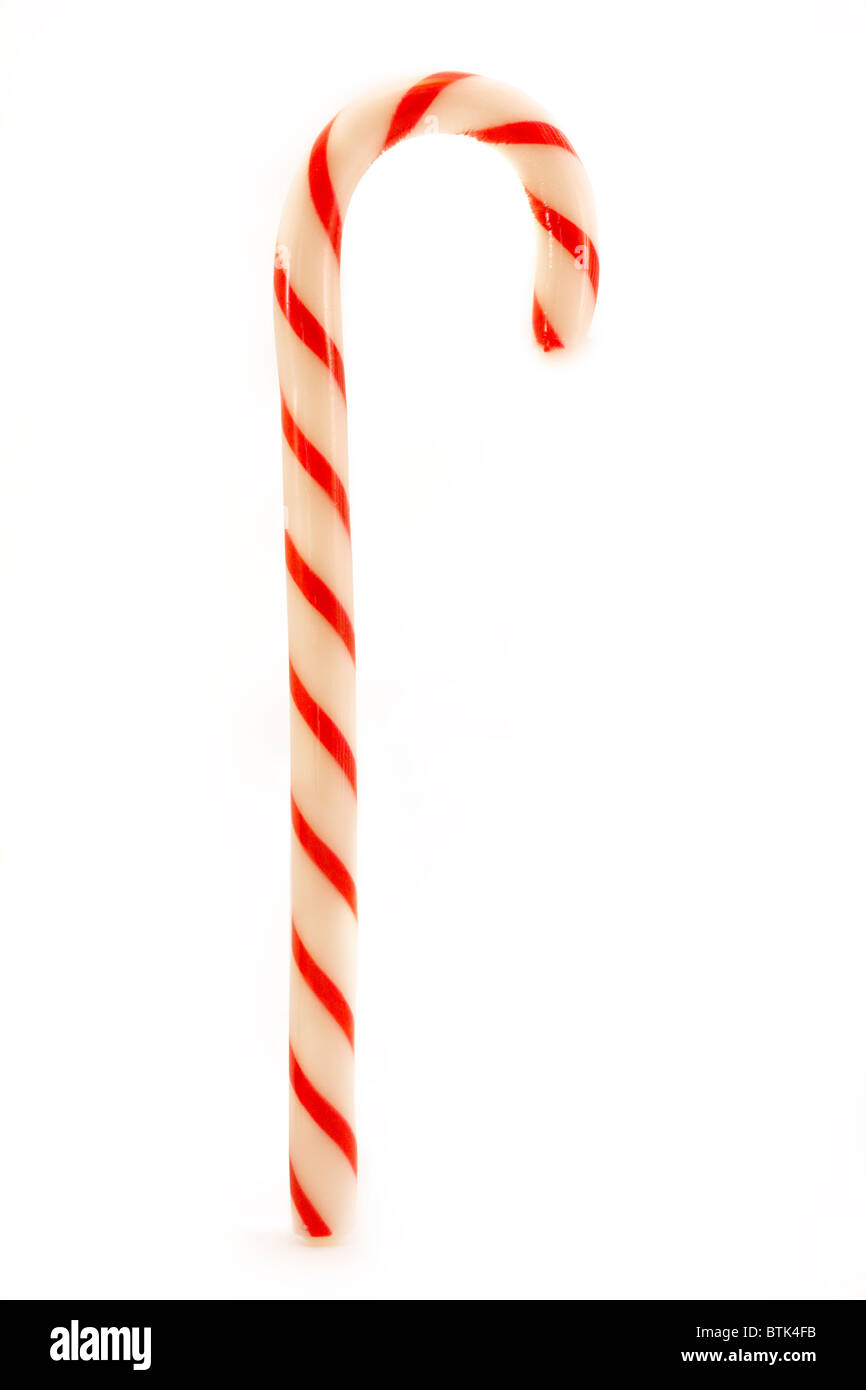 Rayé rouge Candy Cane isolated over white Banque D'Images