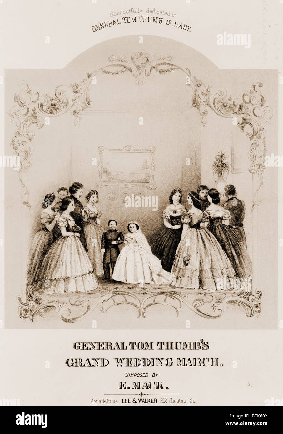 Général Tom Thumb's grand wedding march, partitions de musique populaire célébrant P.T. Barnum est minuscule. 1863. Banque D'Images