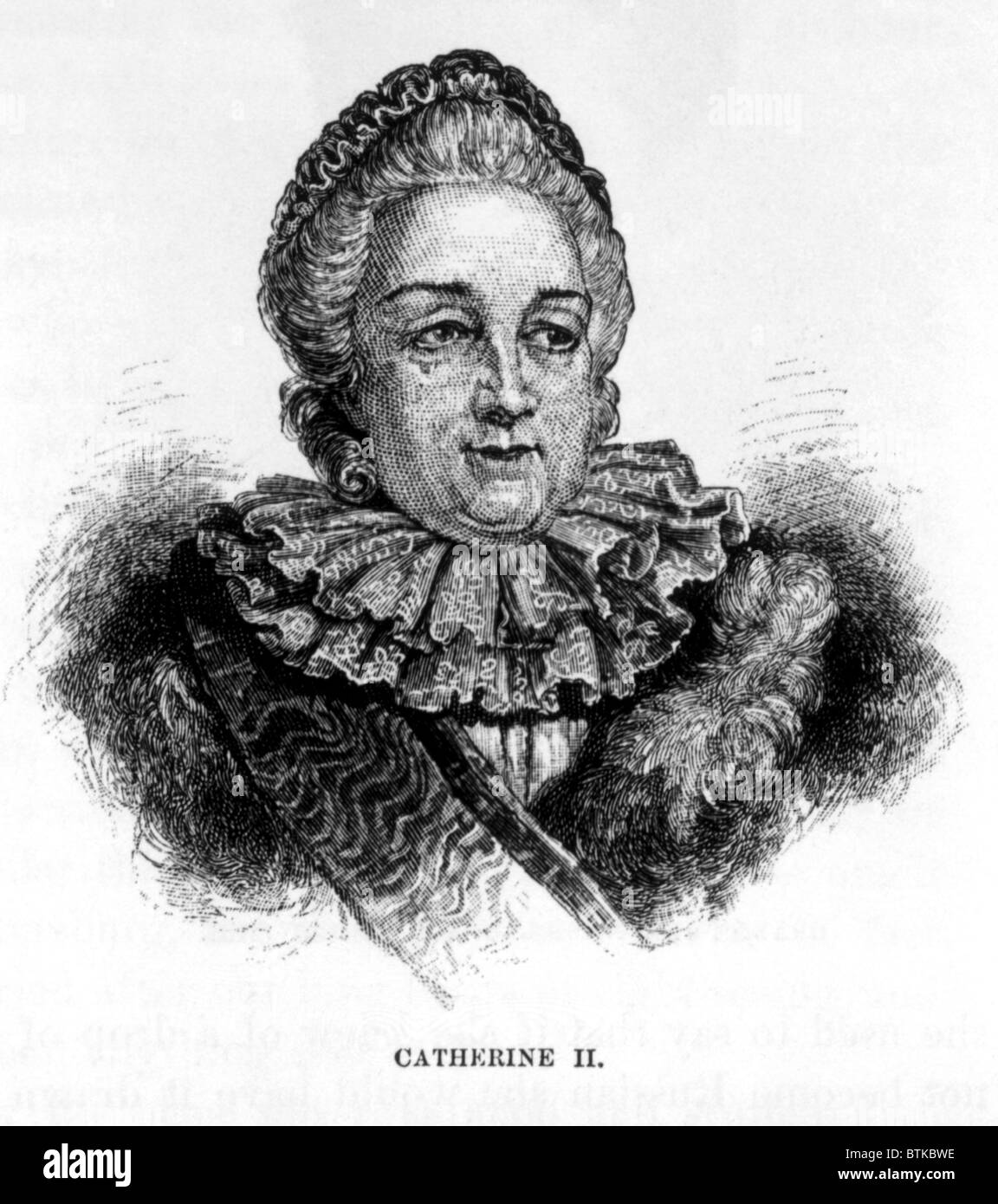 Tsarine Catherine II (alias Catherine la Grande) (1729-1796), Tsarine de Russie (1762-1796) Gravure : 1886 Banque D'Images