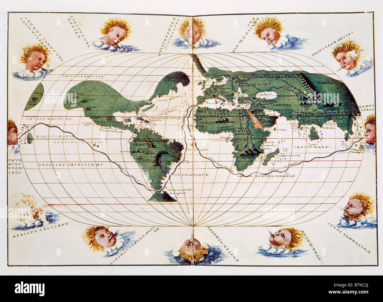 Plan de Ferdinand Magellan's 1519-1521 voyage, publié en 1536 Banque D'Images