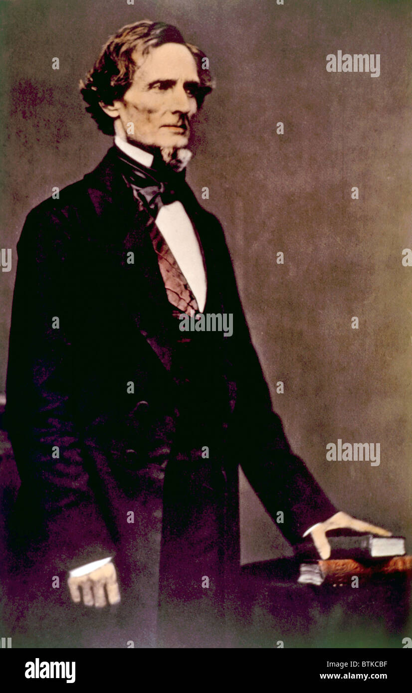 Jefferson Davis (1808-1889), président de l'État confédéré d'Amérique, photo de Mathew Brady qui a par la suite été colorées à la main, ca. 1859 Banque D'Images
