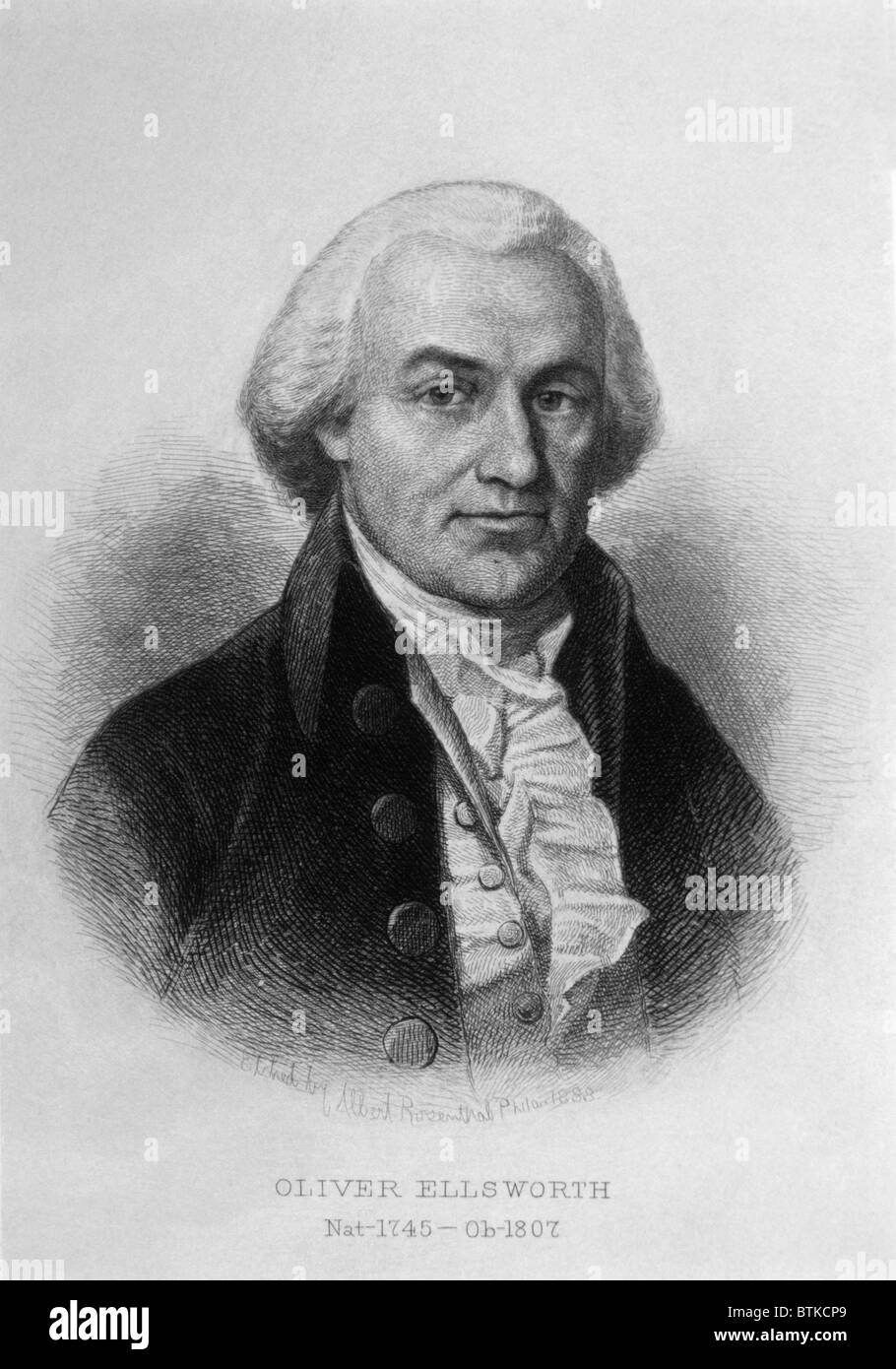 Oliver Ellsworth (1745-1807), juge en chef de la Cour suprême des États-Unis (1796-1800), gravure 1889 Banque D'Images