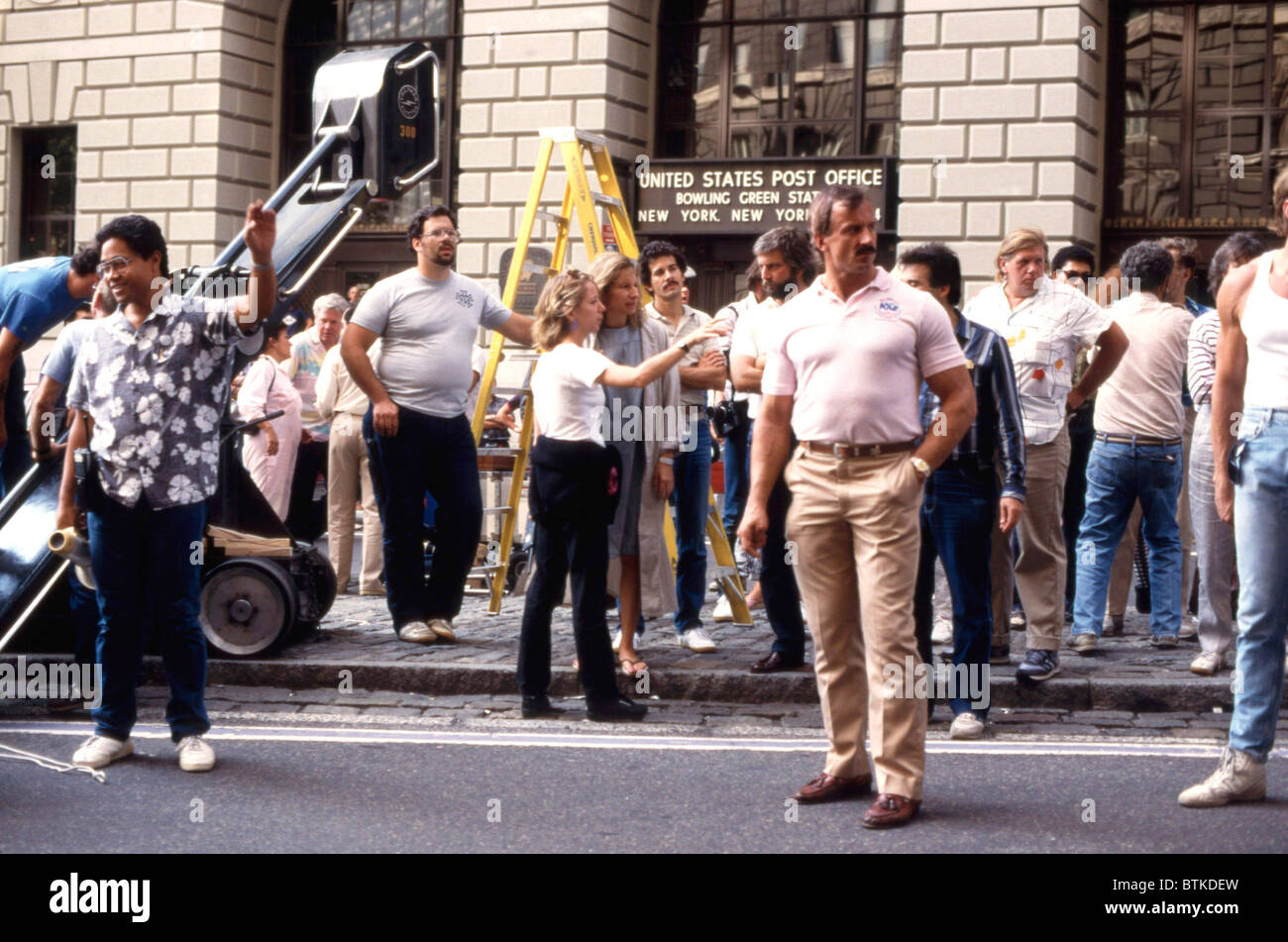 Les écrous, Barbra Streisand sur emplacement en face de la Bowling Green Bureau de poste dans le lower Manhattan, octobre 1986, Banque D'Images