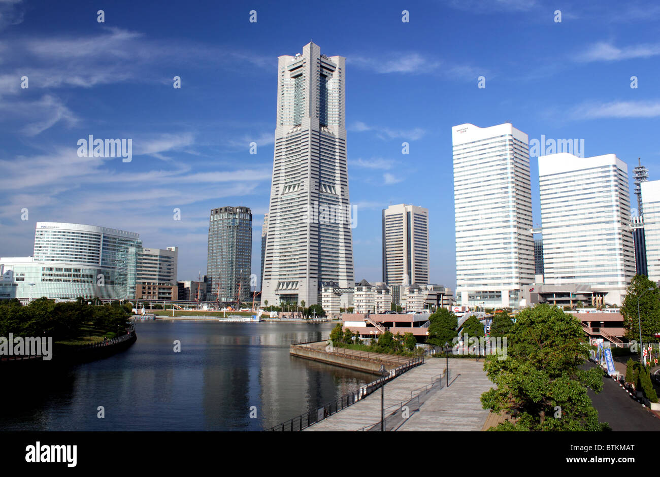 Vue de Minato Mira 21 district et le Japon Yokohama Landmark Tower Banque D'Images