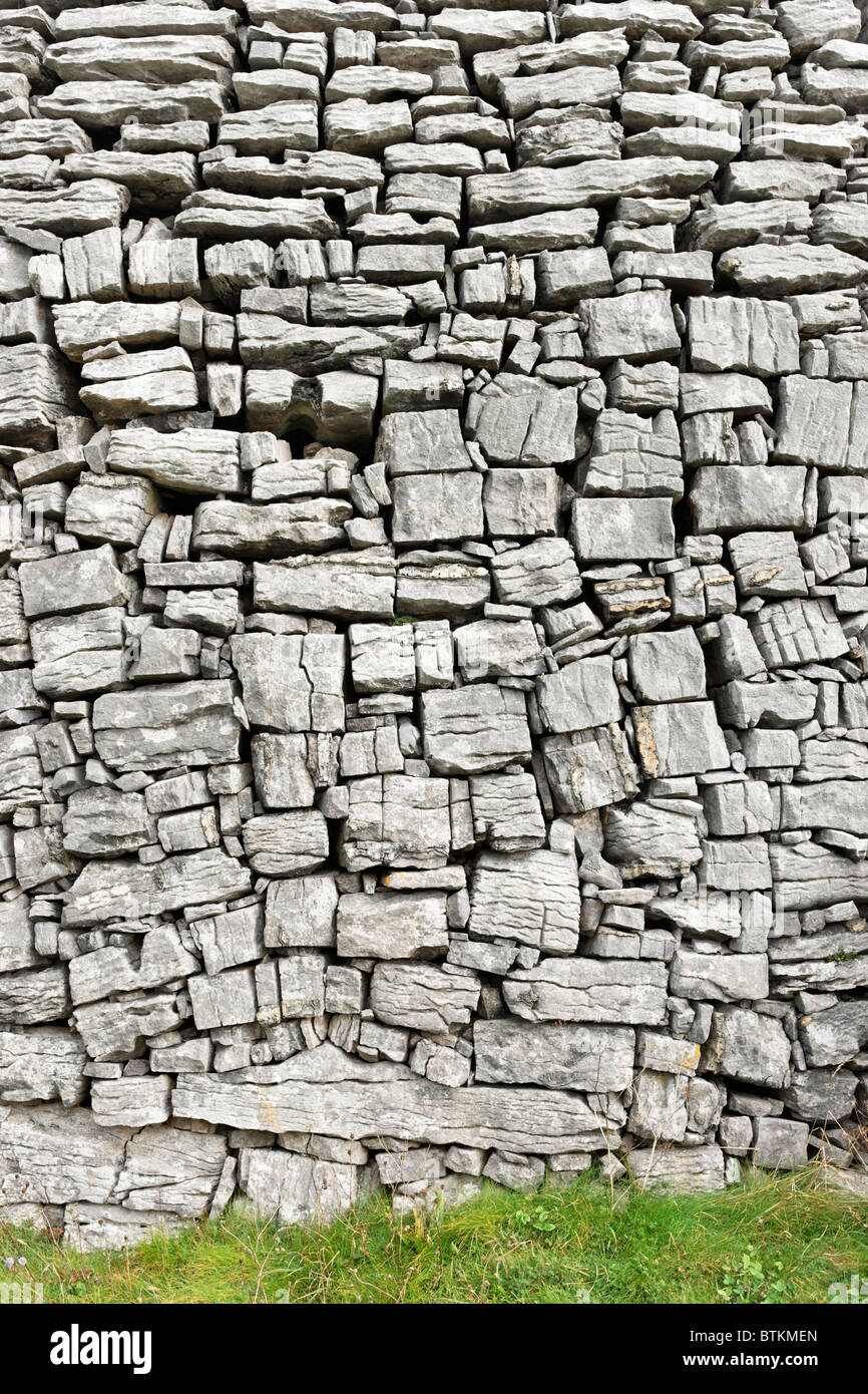 Surfaces extérieures en pierre de Dun Eochla, l'Inishmore, Aran Islands, comté de Galway, Irlande, Connaught. Banque D'Images