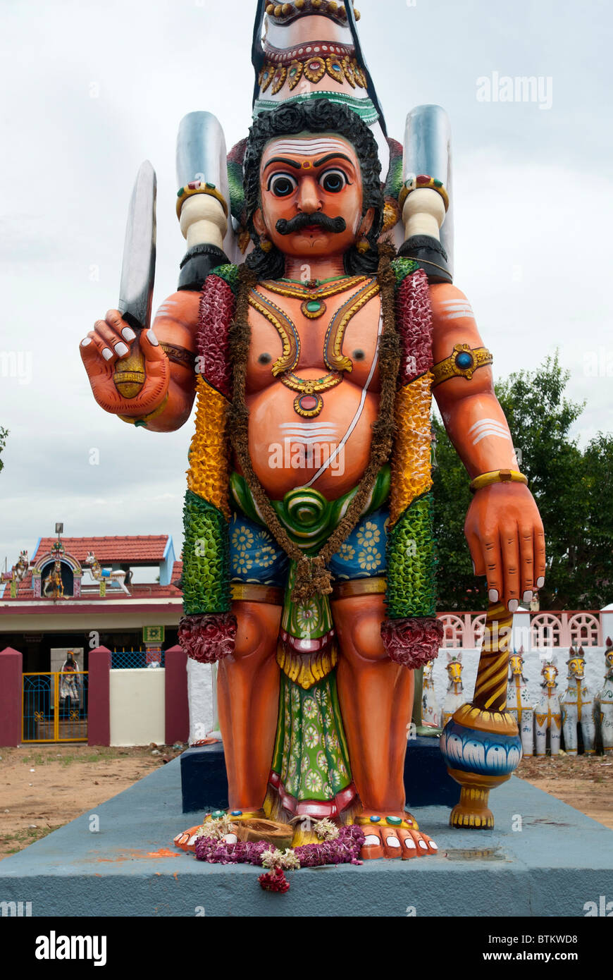 Temple Guardian Village à Moolankudi,District Shanghai, Tamil Nadu, Inde du Sud, Inde. Banque D'Images