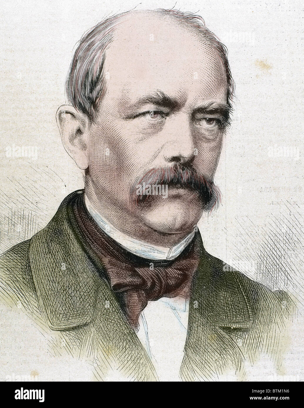 BISMARCK, Otto-Leopold, Prince de (1815-1898). Homme d'État allemand. Gravure du xixe siècle. De couleur. Banque D'Images