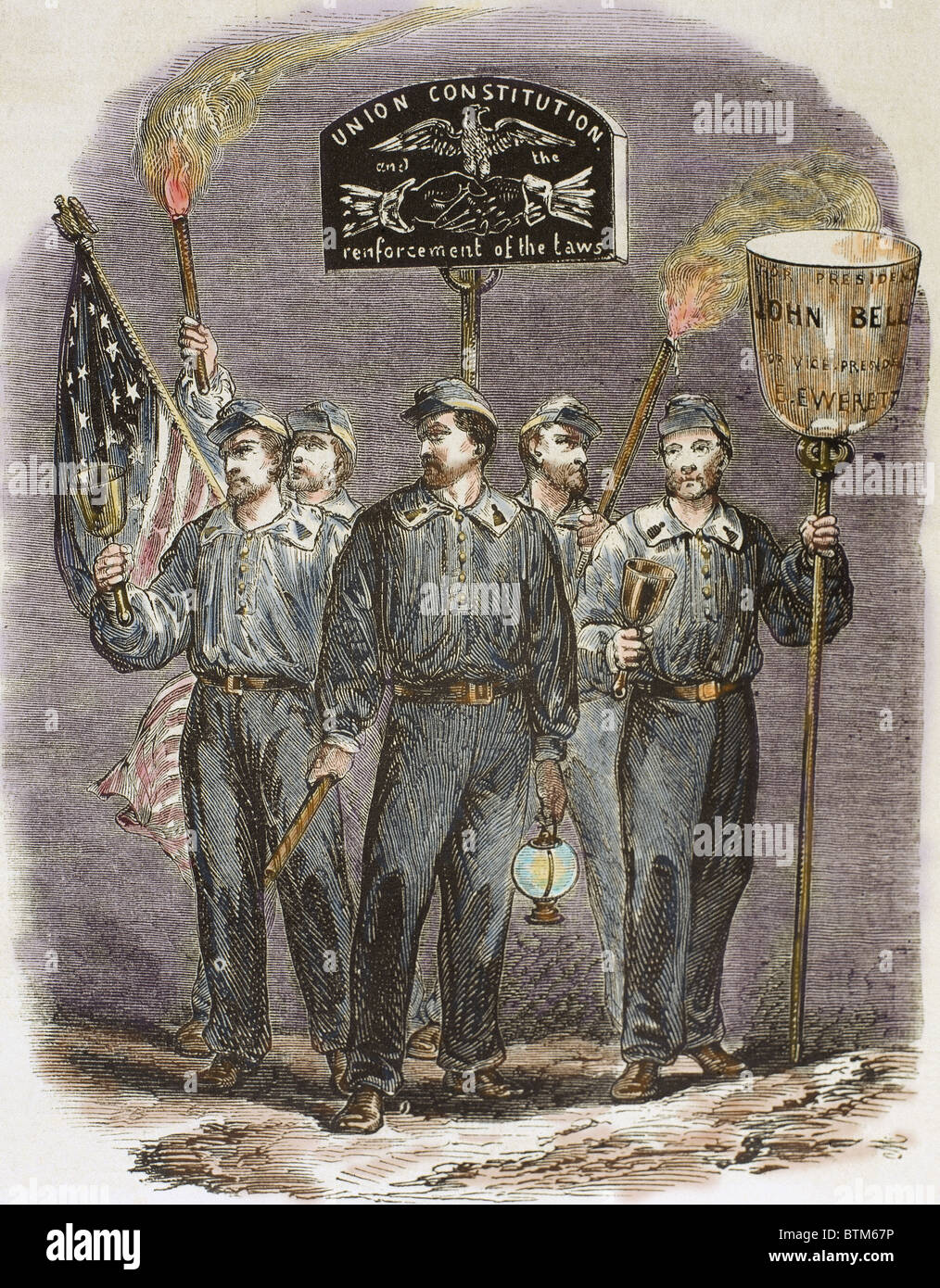 United States. Les partisans du parti de John Bell, candidat du Parti de l'Union Constitutionnelle. Banque D'Images