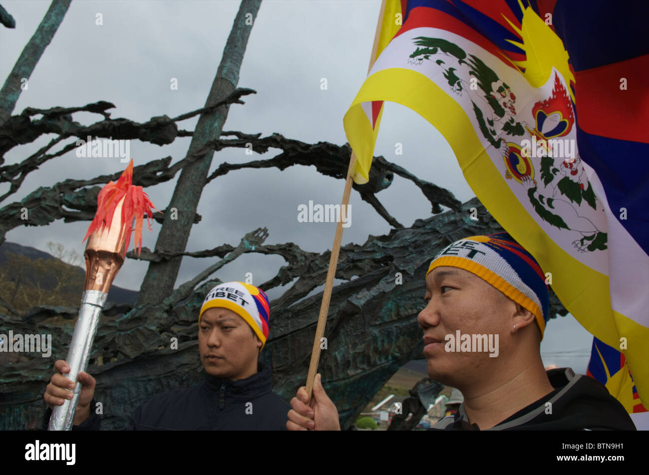 Tibet libre pour protester contre des militants de l'organisation par la Chine des Jeux Olympiques de 2008. Banque D'Images