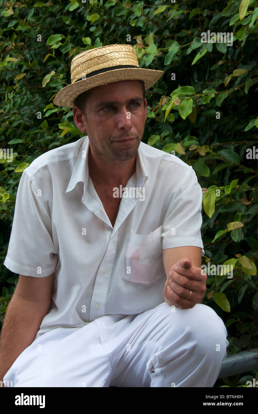 Portrait du pilote de luge à Funchal Madeira Portugal Monte plaisancier Banque D'Images