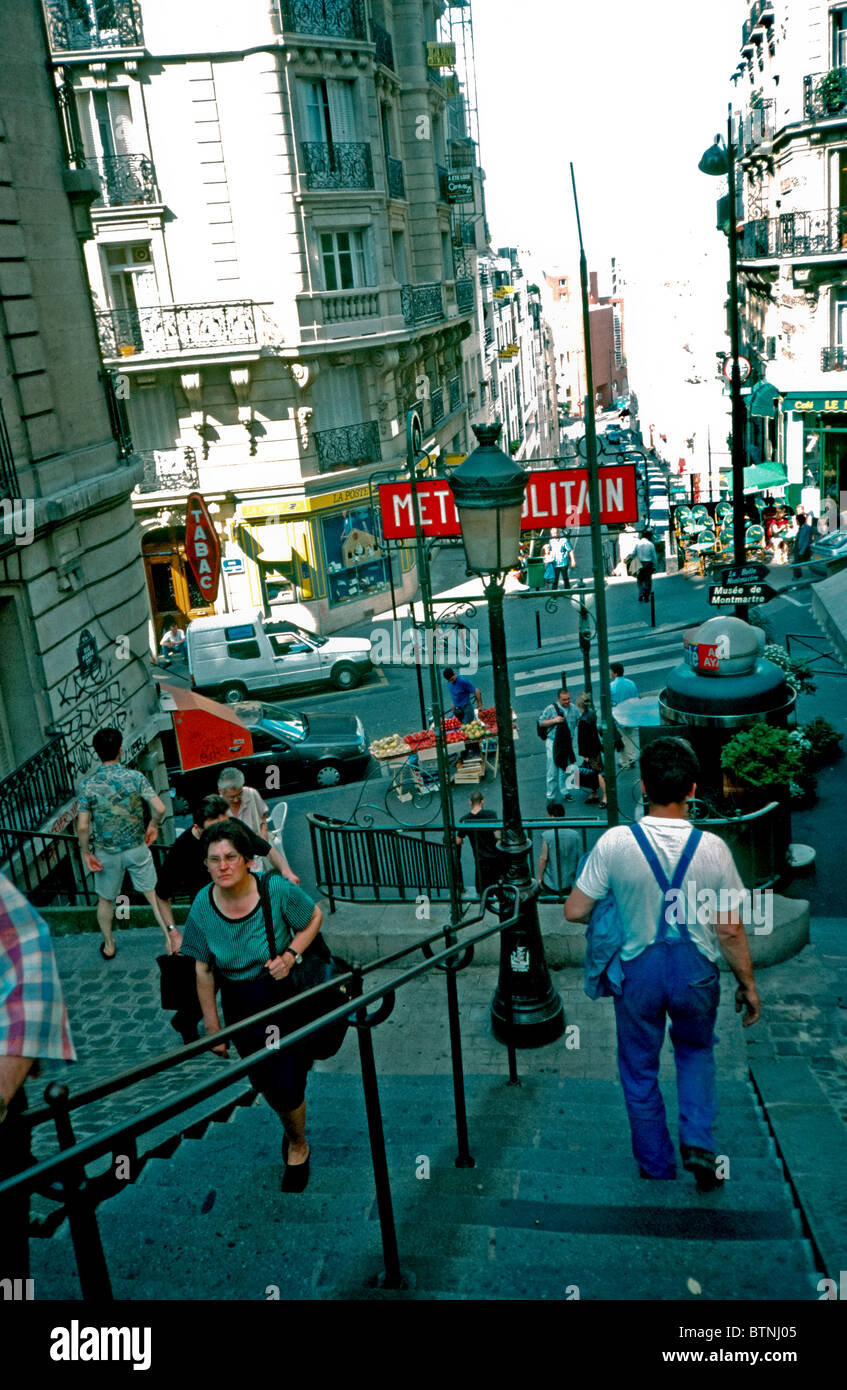 Paris, France, panneau métro à, Station Lamarck, dans le quartier