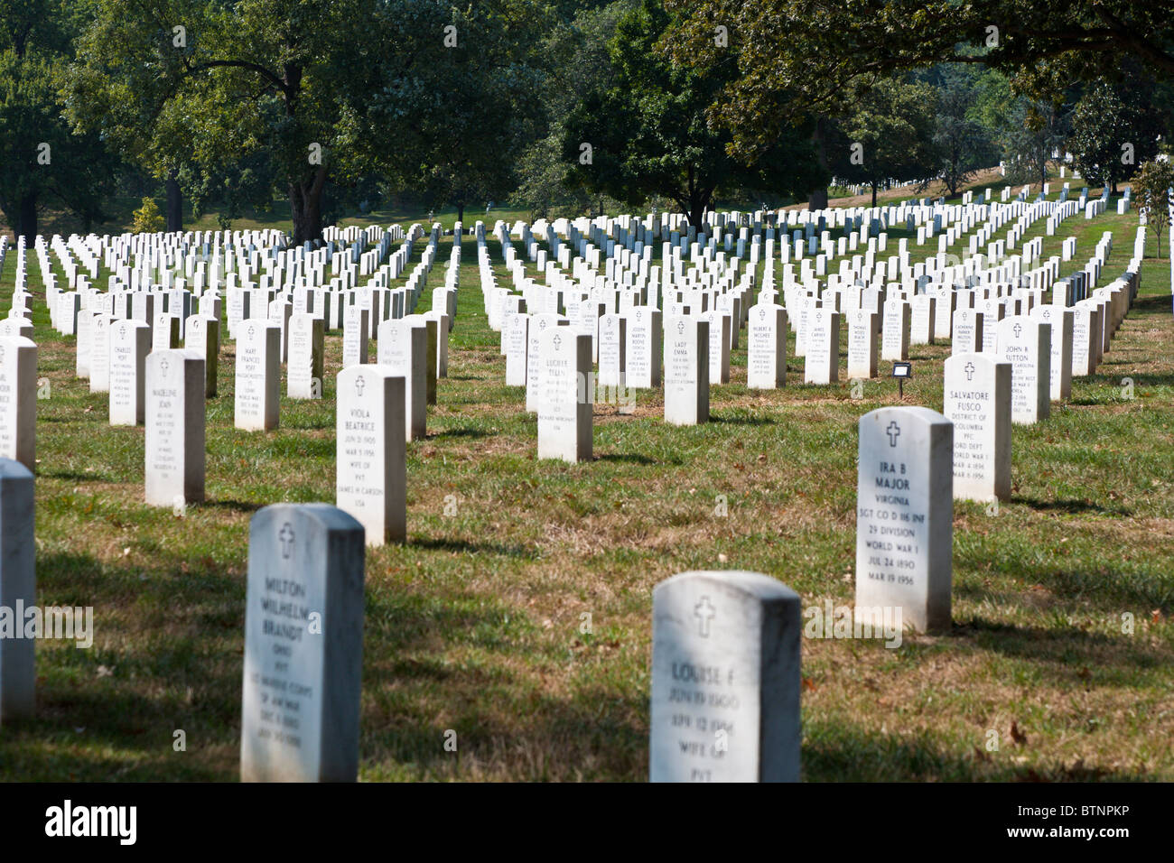 Arlington, VA - Sep 2009 - rangées de pierres tombales dans le Cimetière National d'Arlington à Arlington, Virginie Banque D'Images