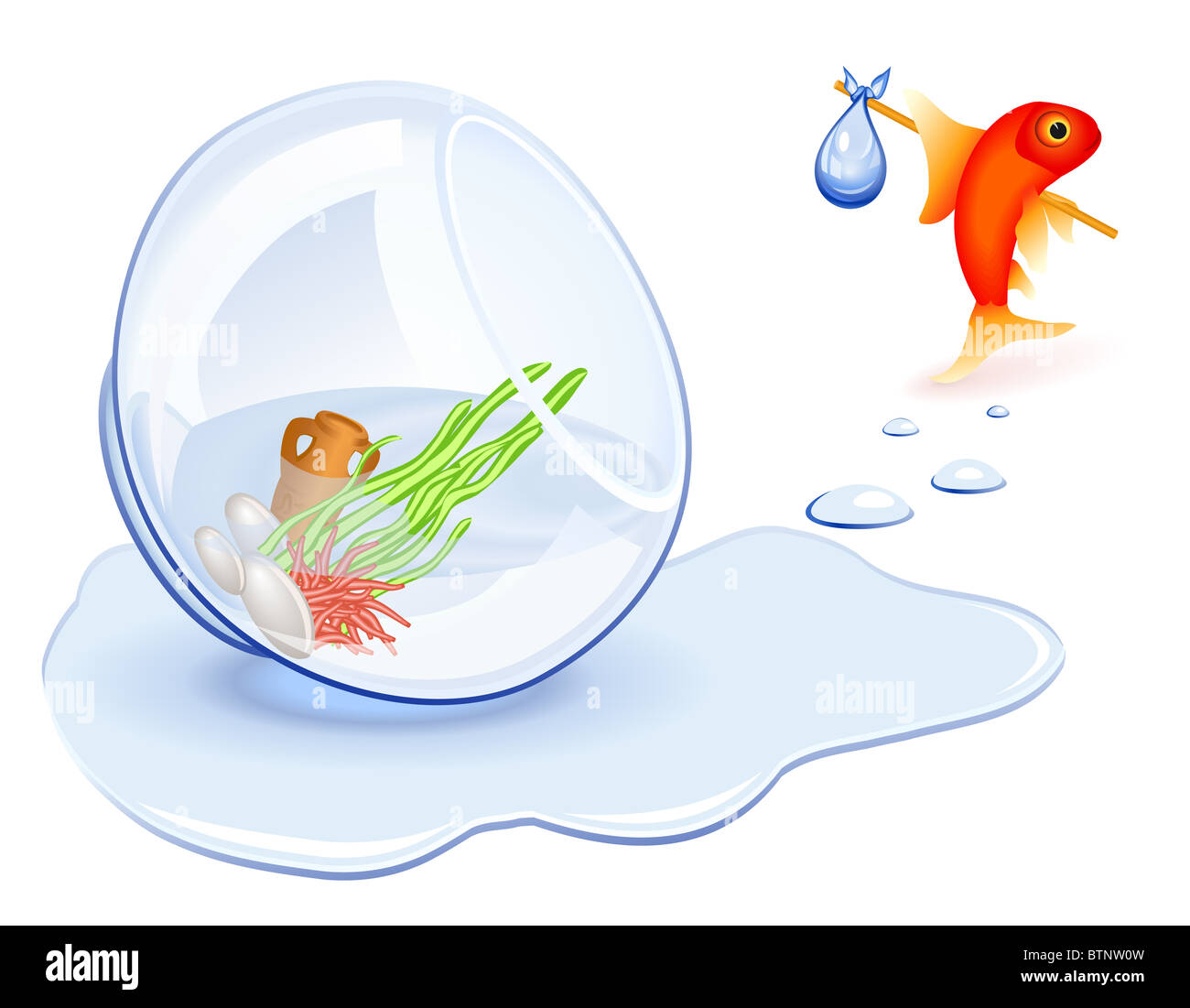 Demenagement Poisson Rouge De Son Bocal Renverse Photo Stock Alamy