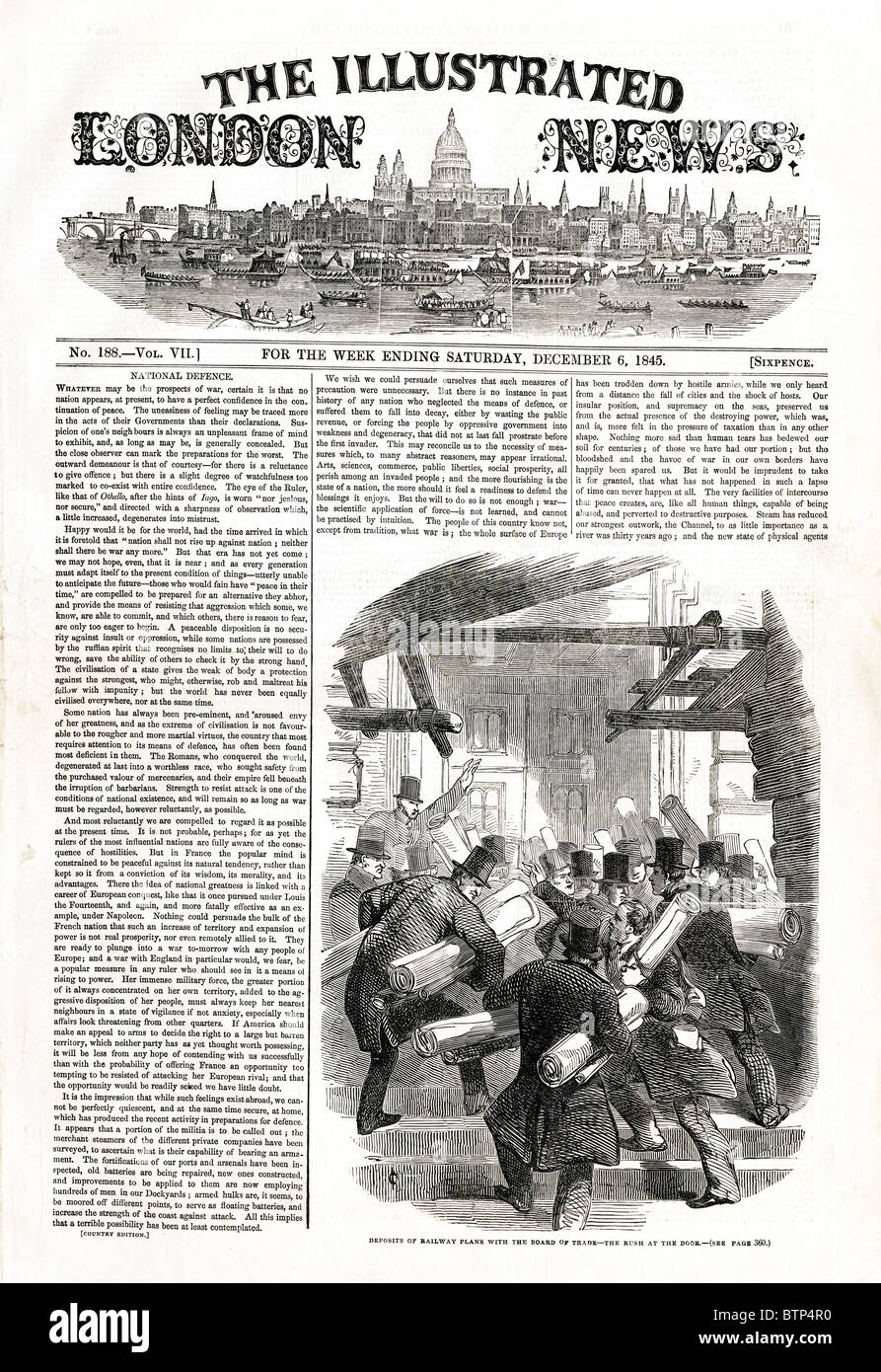 Première page du Illustrated London News 6th Dec 1845 Banque D'Images