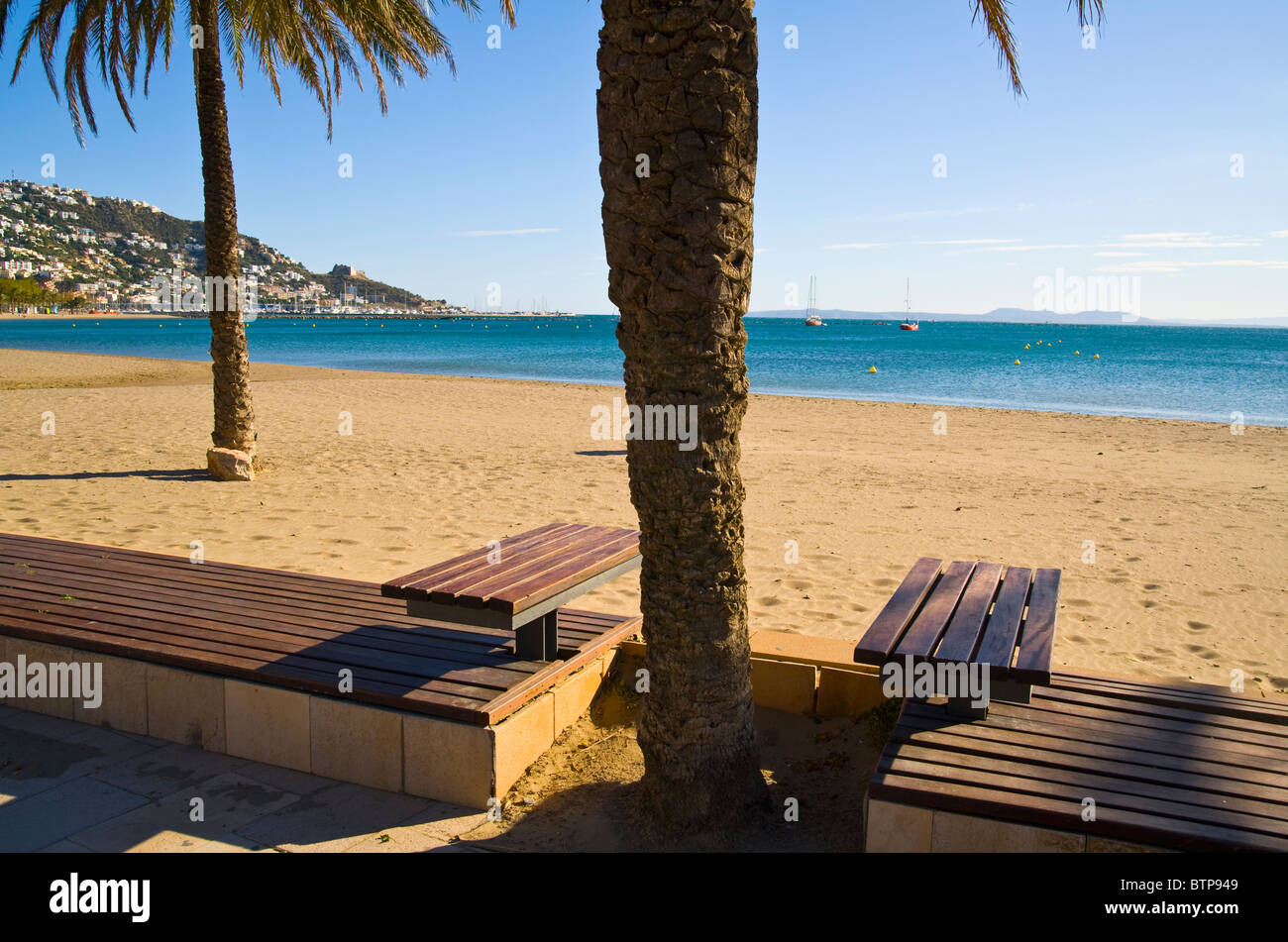 Roses, plage, Costa Brava, Catalogne, Espagne Banque D'Images
