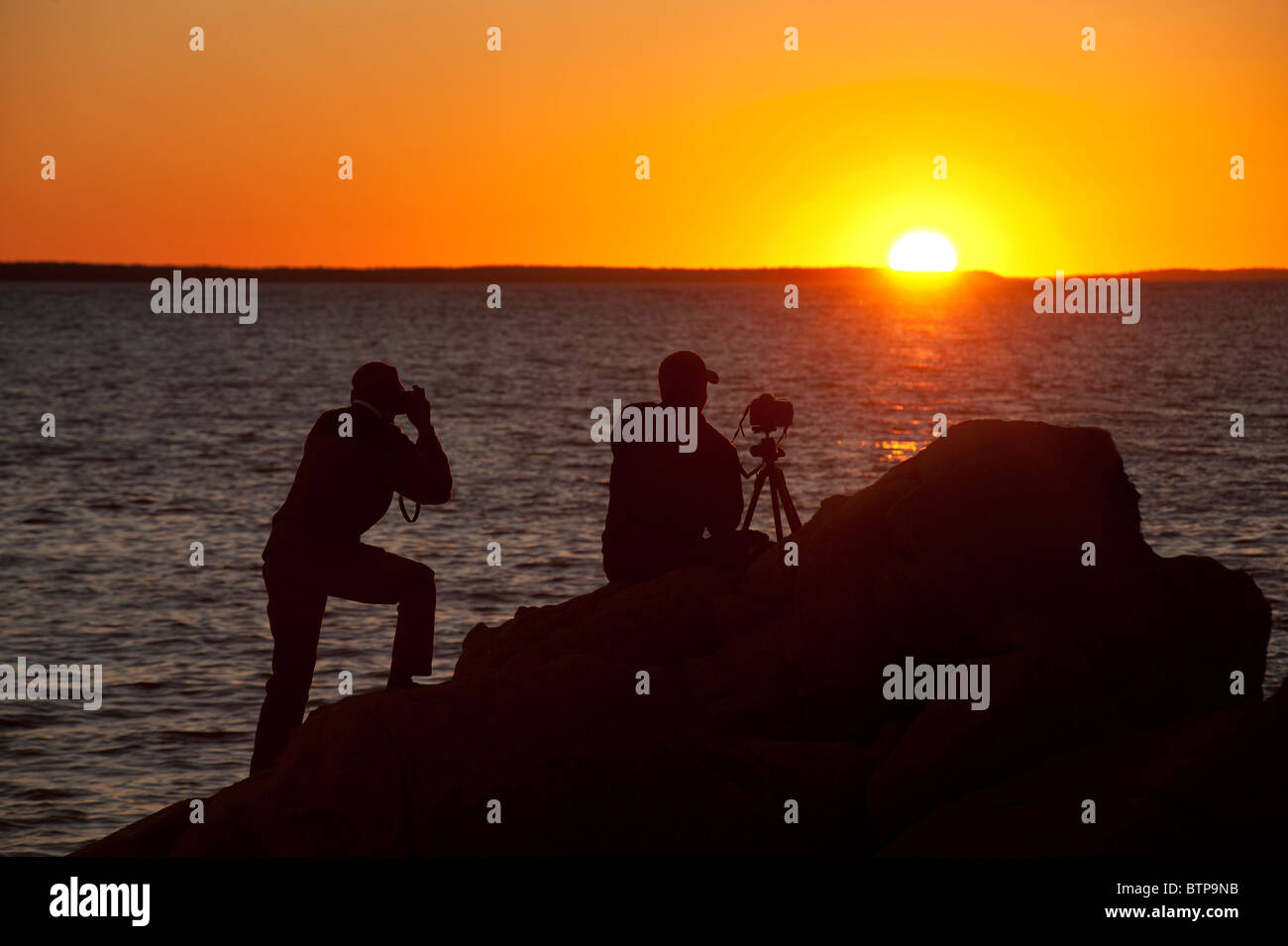 Prise de vue au coucher du soleil. côtières photographes Banque D'Images