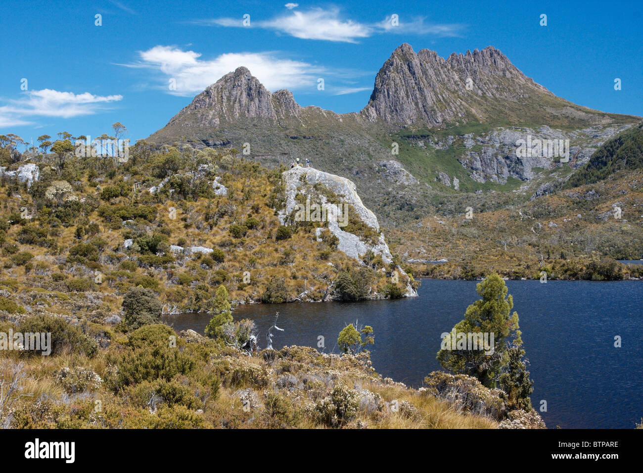 L'Australie, la Tasmanie, le centre nord-ouest, Cradle Mountain et glacier rocheux dans la région de Dove Lake Banque D'Images