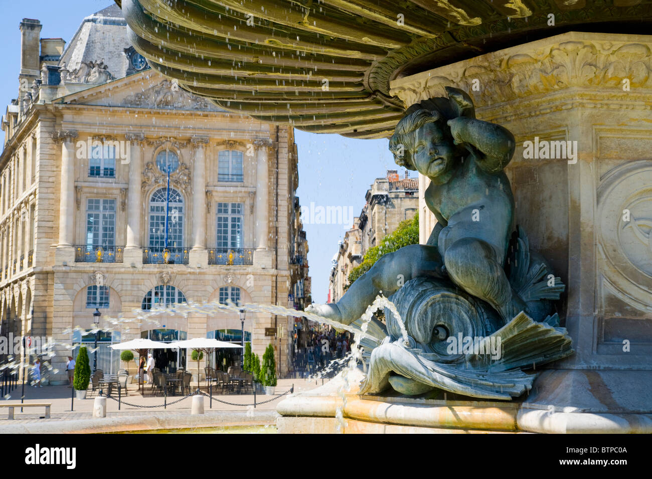 Trois Grâces Fontaine, place de la Bourse, Bordeaux, Gironde, France Banque D'Images