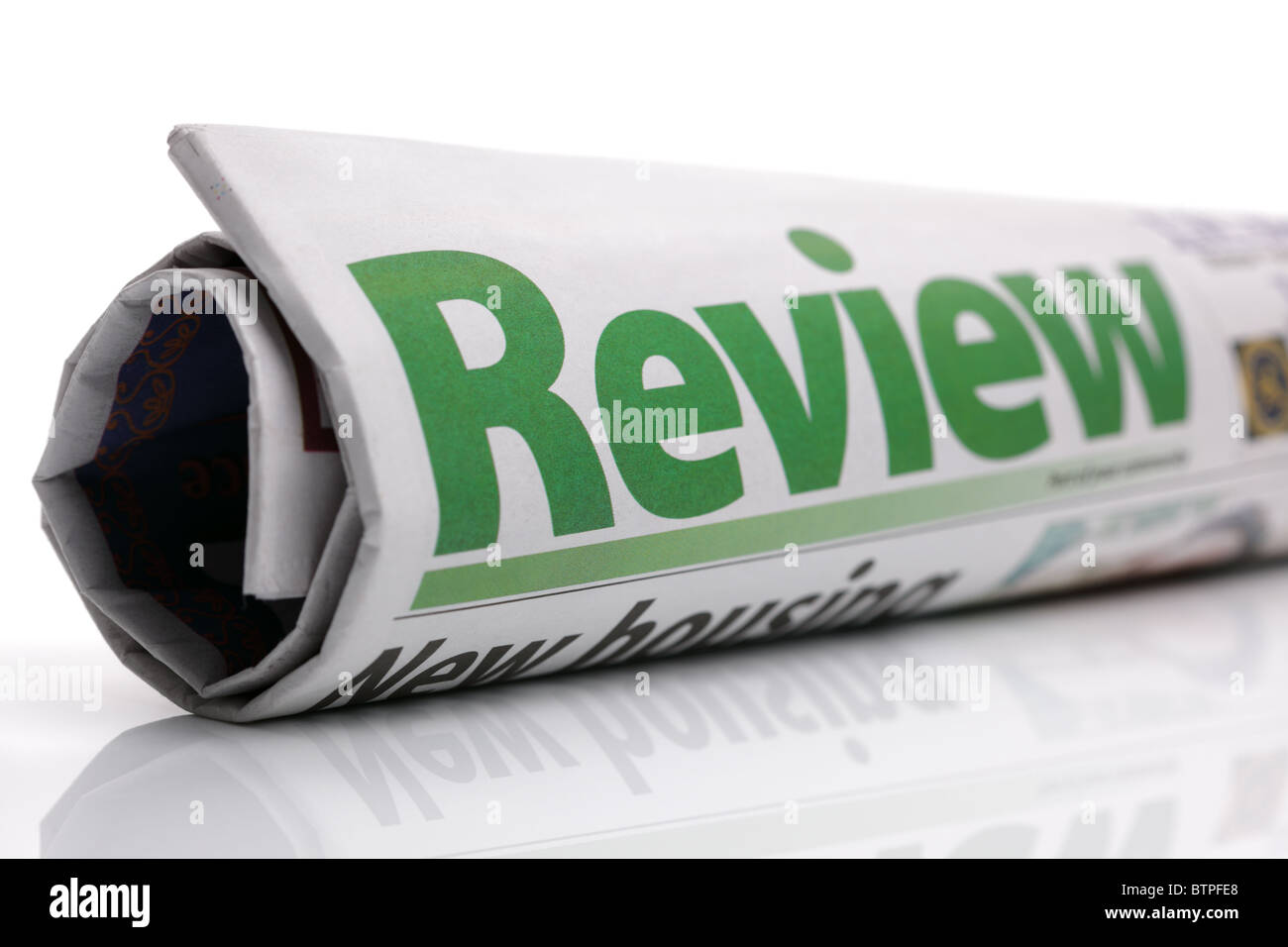 Gros titre de journal d'examen Banque D'Images