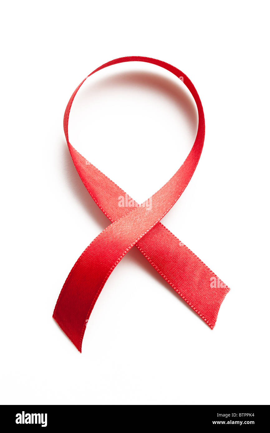 Ruban rouge de sensibilisation au sida Banque D'Images