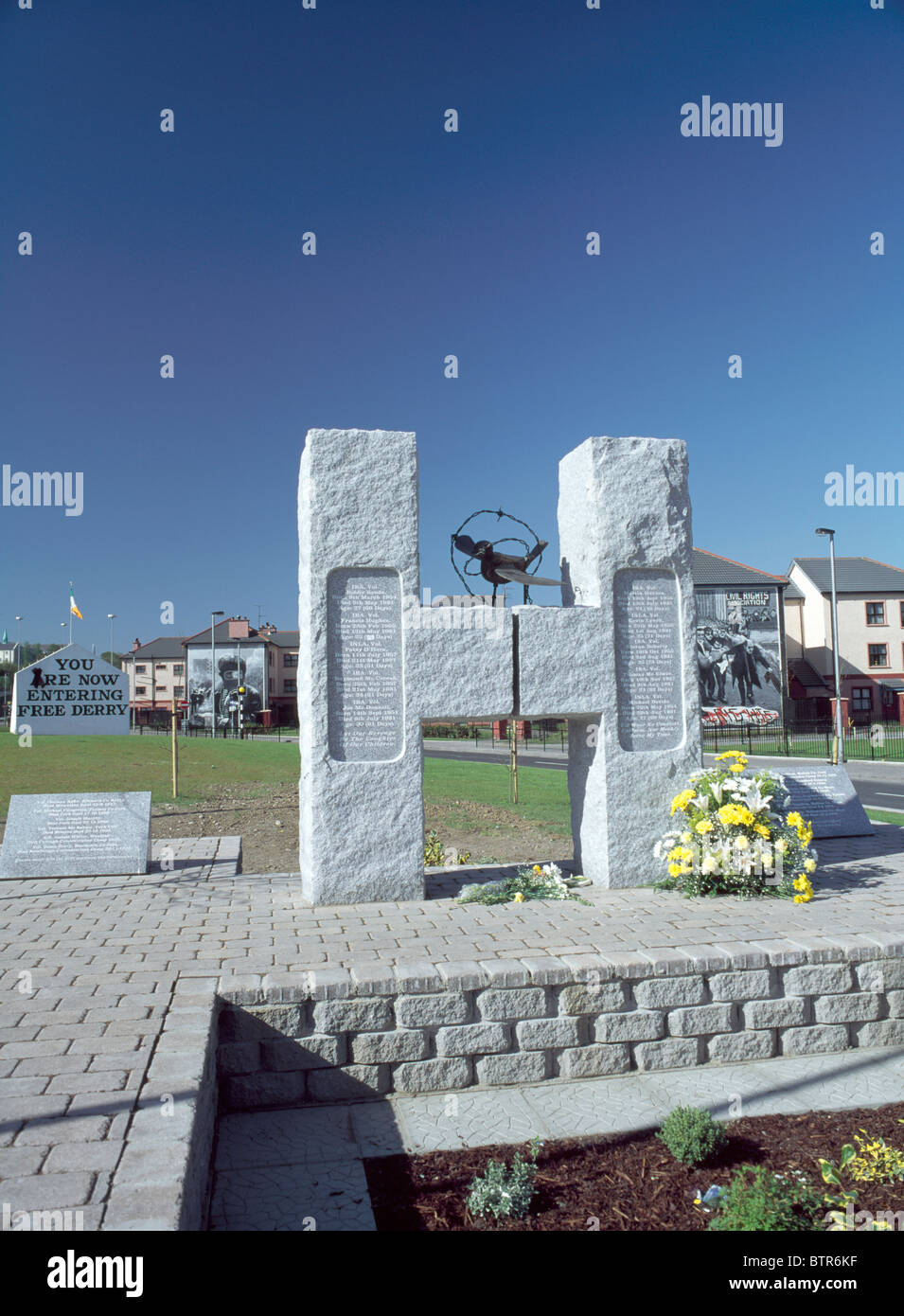 H-Block Monument, Free Derry, Bogside, Derry, Irlande ; Monument de la grève de la faim irlandaise de 1981 Banque D'Images