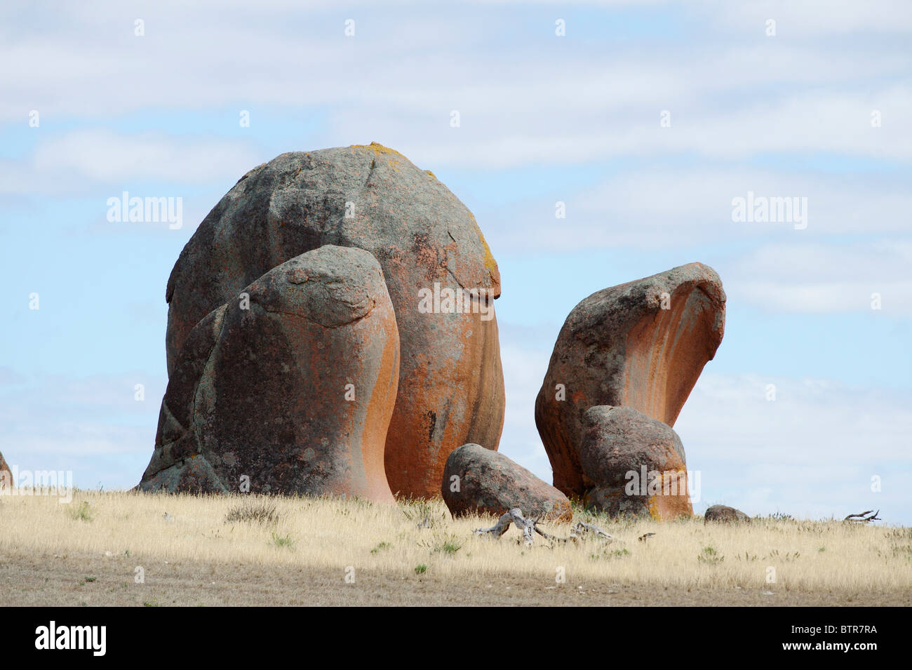 L'Australie, le sud de l'Australie, Murphy's Haystacks, usé les roches de granit rose Banque D'Images