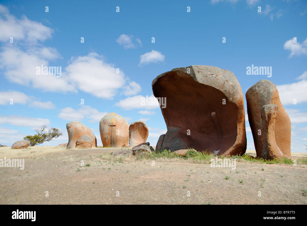 L'Australie, le sud de l'Australie, Murphy's Haystacks, usé les roches de granit rose Banque D'Images
