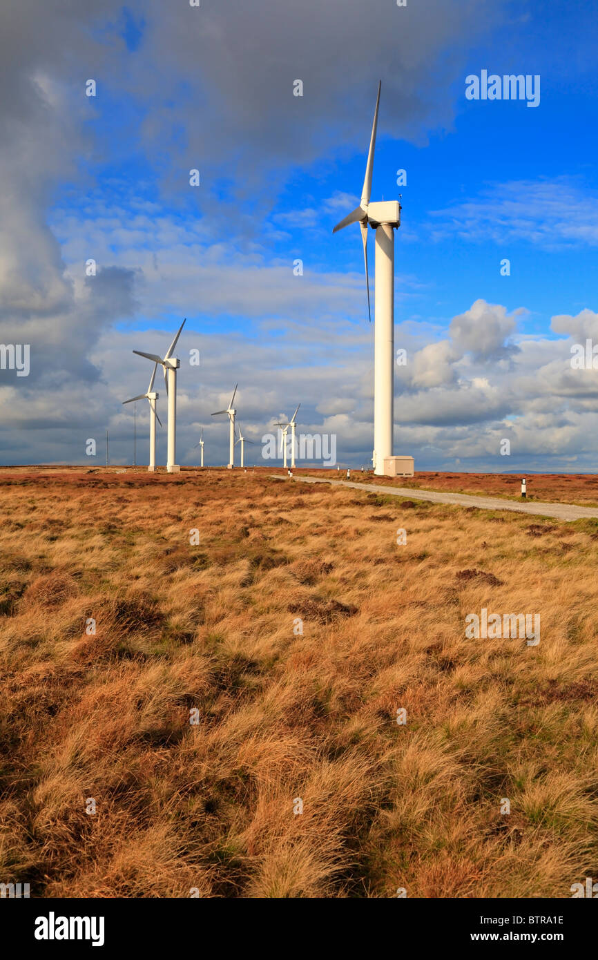 Ovenden Moor Wind Farm, Ovenden, Halifax, West Yorkshire, Angleterre, Royaume-Uni. Banque D'Images