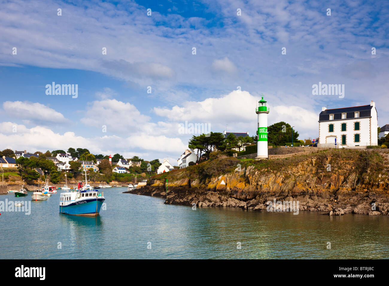 Doelan, Finistère, Bretagne, France, Europe - Phare sur la Rive gauche de la rivière Laita Banque D'Images