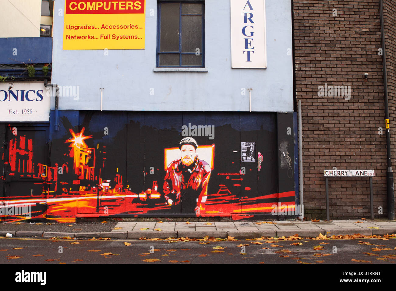 Bristol street art graffiti dans e Stokes Croft de la ville Banque D'Images