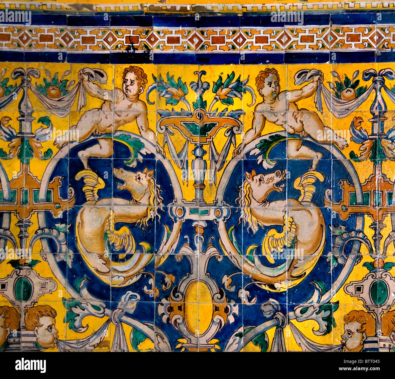 Alcazar Séville Espagne Andalousie mauresque Palais Royal fort. Banque D'Images