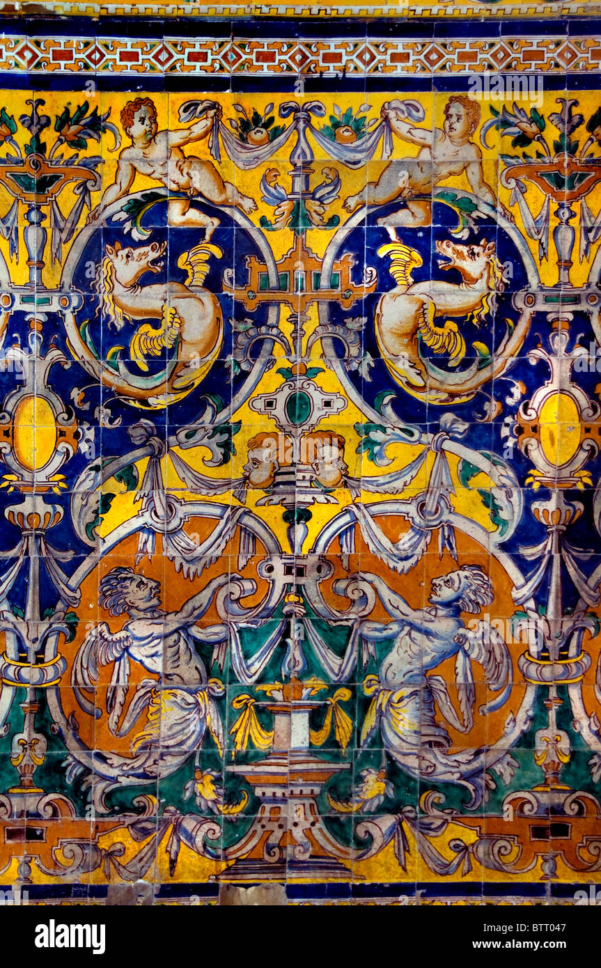 Alcazar Séville Espagne Andalousie mauresque Palais Royal fort. Banque D'Images