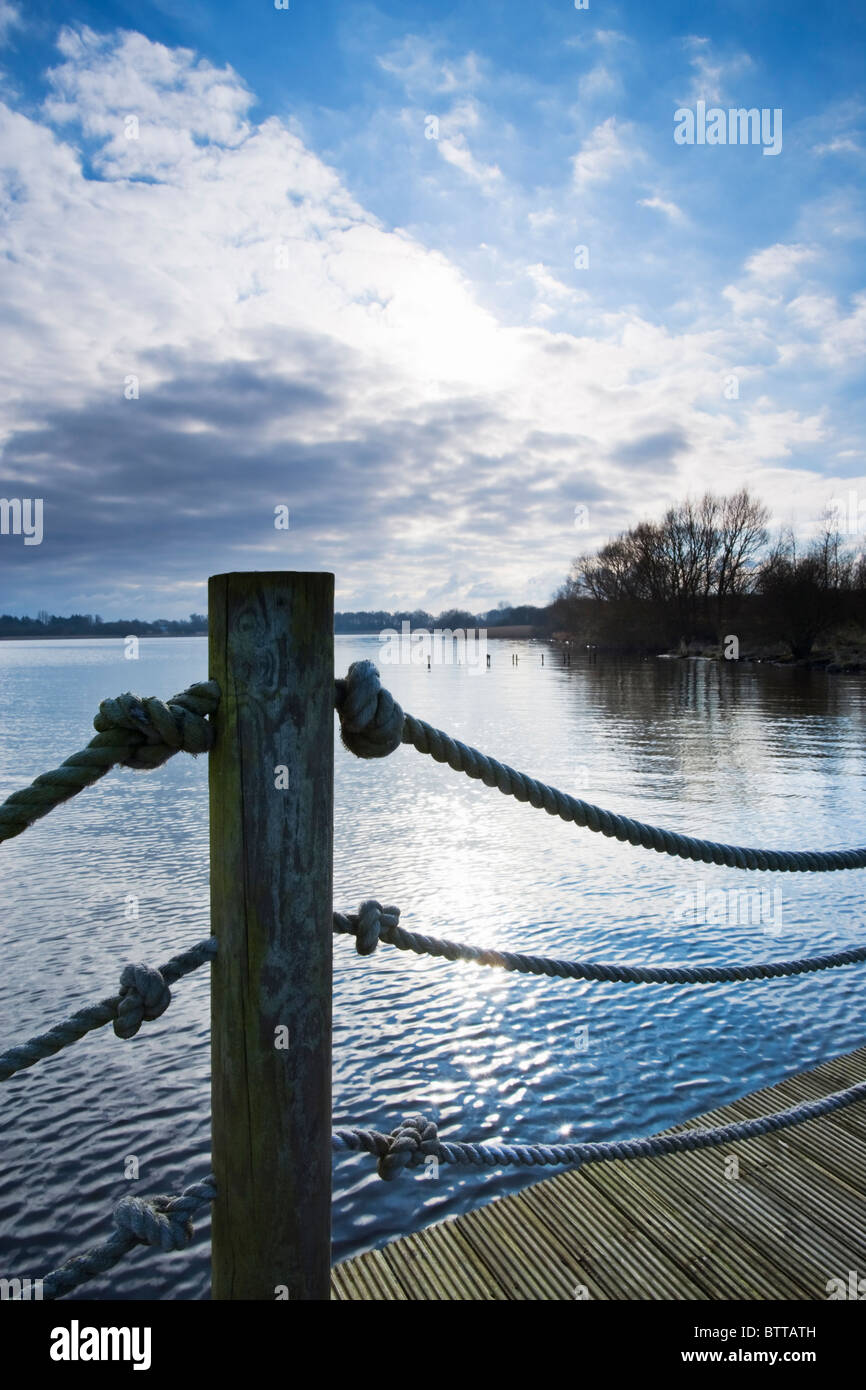 Vue sur la rive sud du Lough Neagh à partir de la jetée à Oxford Island Visitor's Center, comté de Down, Irlande du Nord Banque D'Images