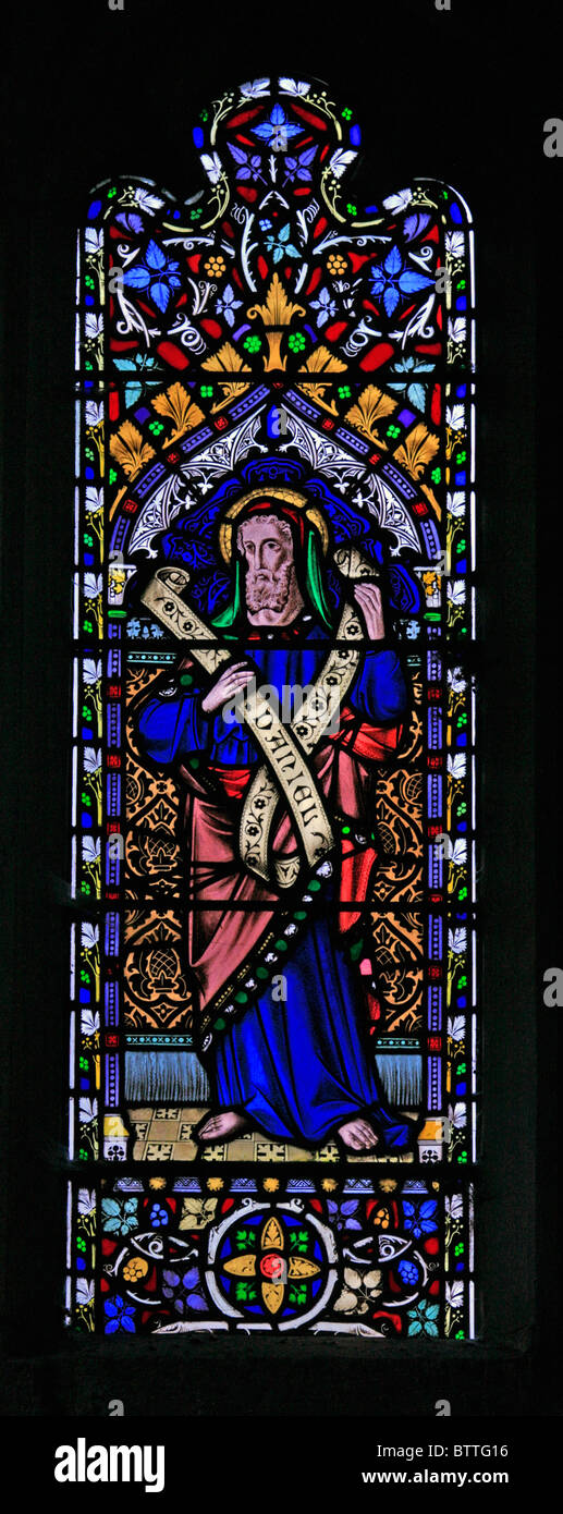 Un vitrail illustrant Ancien Testament prophète Daniel, Église Paroissiale de St Jacques le Majeur, Bratton, Wiltshire Banque D'Images