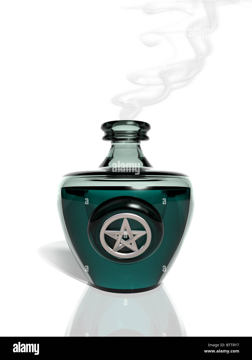 Petite bouteille en verre contiennent une potion magique de fumer Banque D'Images
