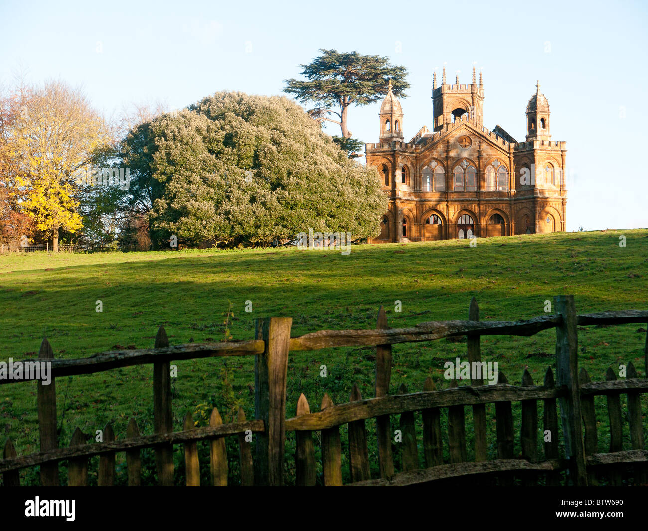 Temple gothique, Stowe paysage de jardins, Buckingham, Bucks, Royaume-Uni Banque D'Images