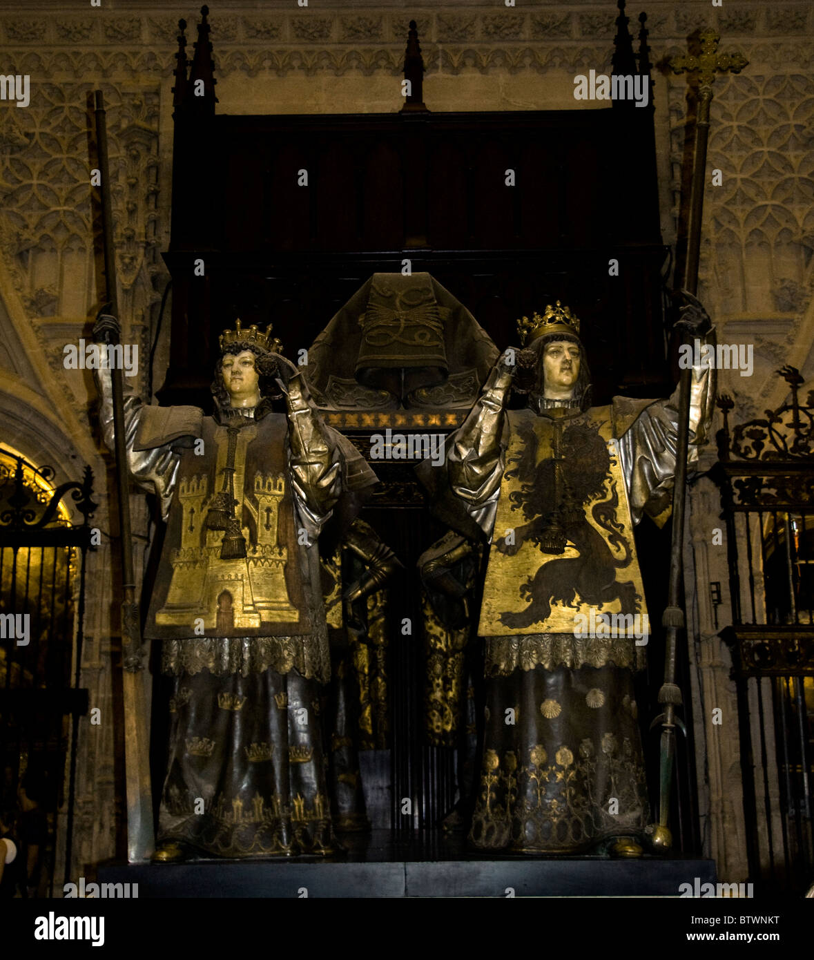 La Giralda de Séville Andalousie Espagne Cathédrale tombeau tombe Christophe Colomb Banque D'Images