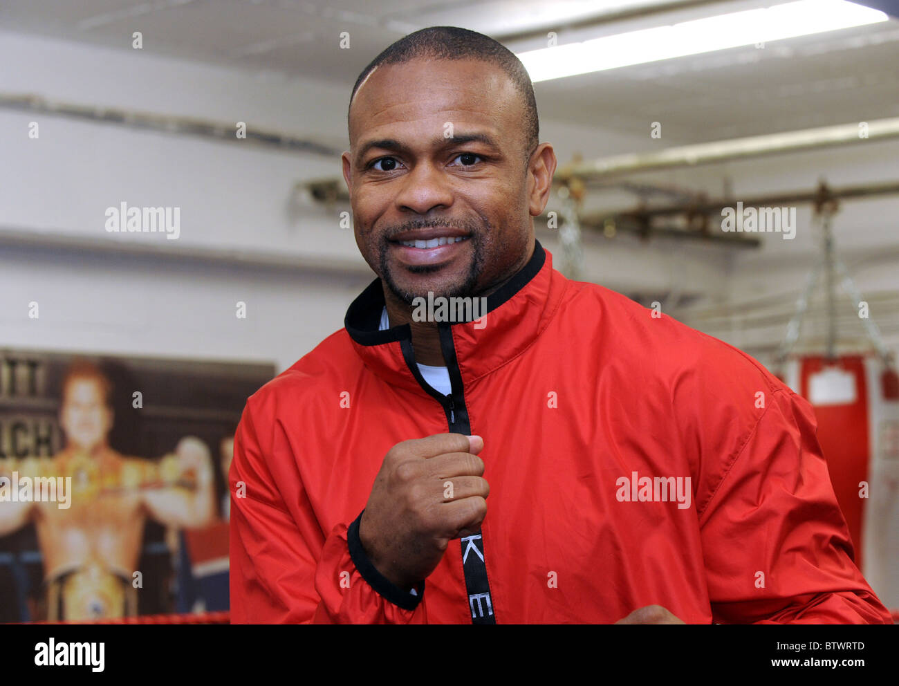 Boxer Roy Jones Jr parle à un club de boxe à Brighton Banque D'Images