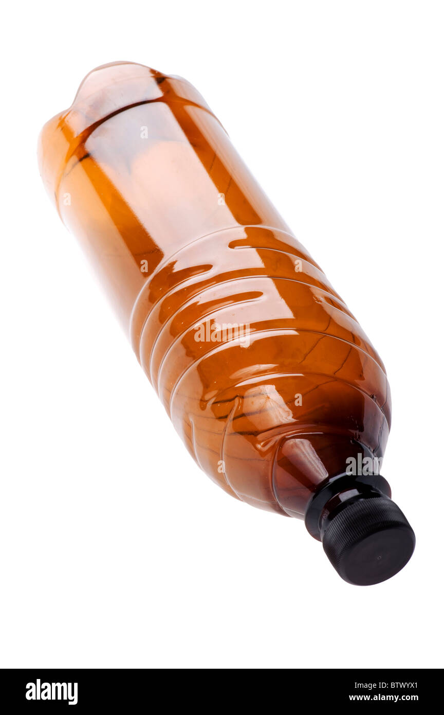 Objet sur bouteille en plastique blanc - close up Banque D'Images