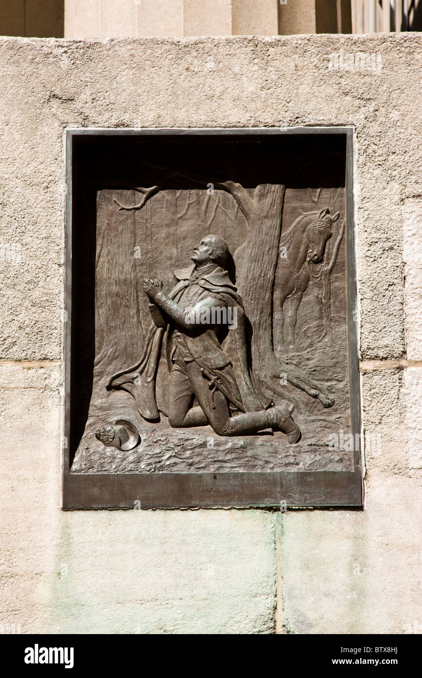 Intitulé Plaque Washington à Valley Forge en dehors de la Federal Hall National Memorial Banque D'Images