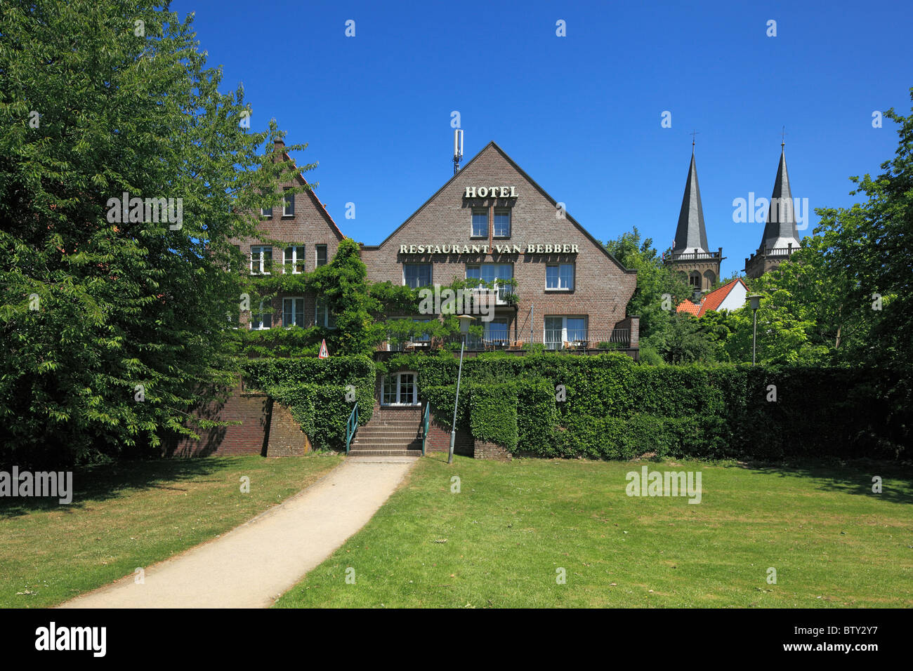 Restaurant de l'hôtel van Bebber und Dom Sankt Viktor à Xanten, Niederrhein, Nordrhein-Westfalen Banque D'Images