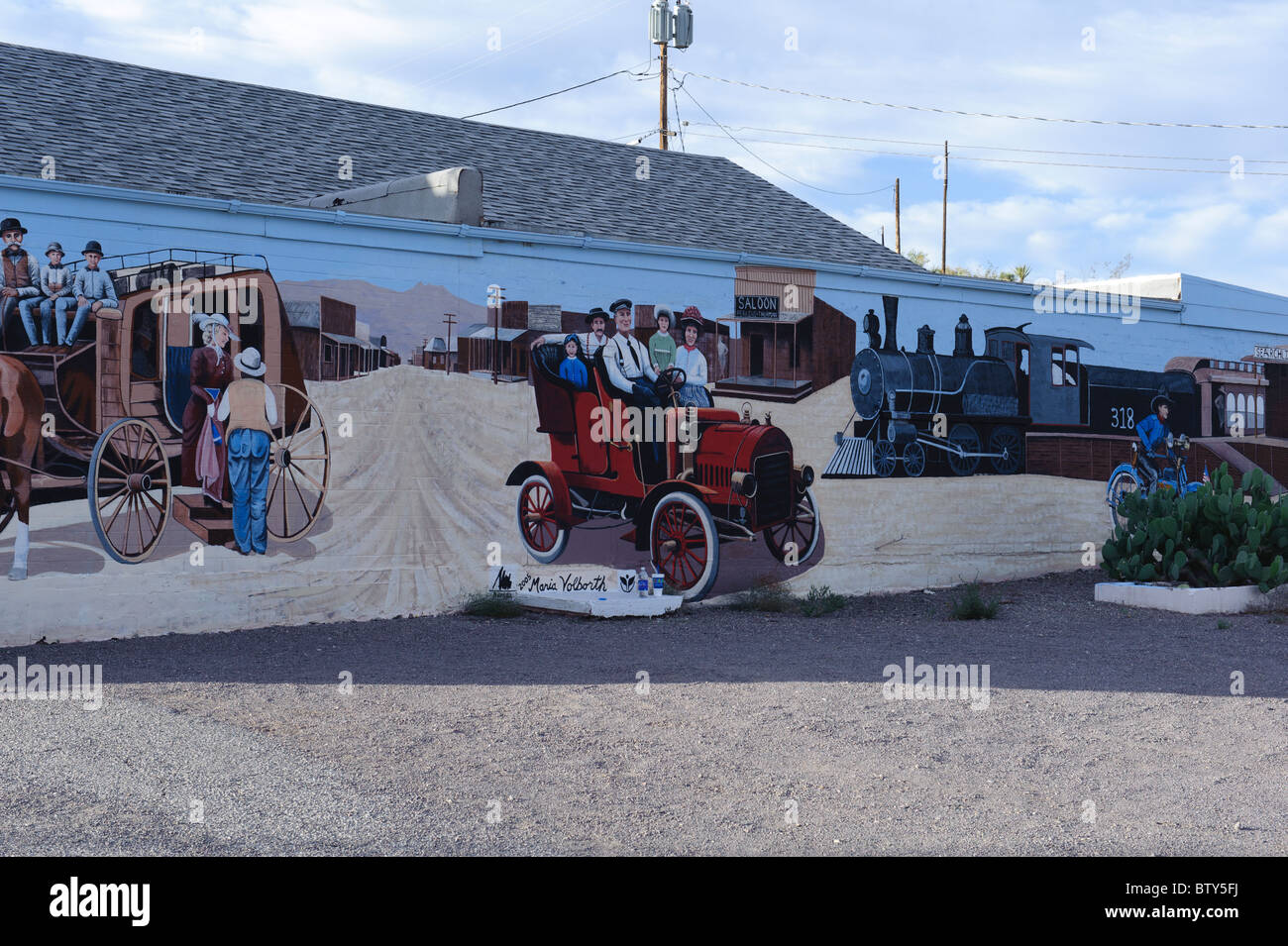 Fresque sur mur de boutique de curiosités dans la région de SEARCHLIGHT, Nevada Banque D'Images