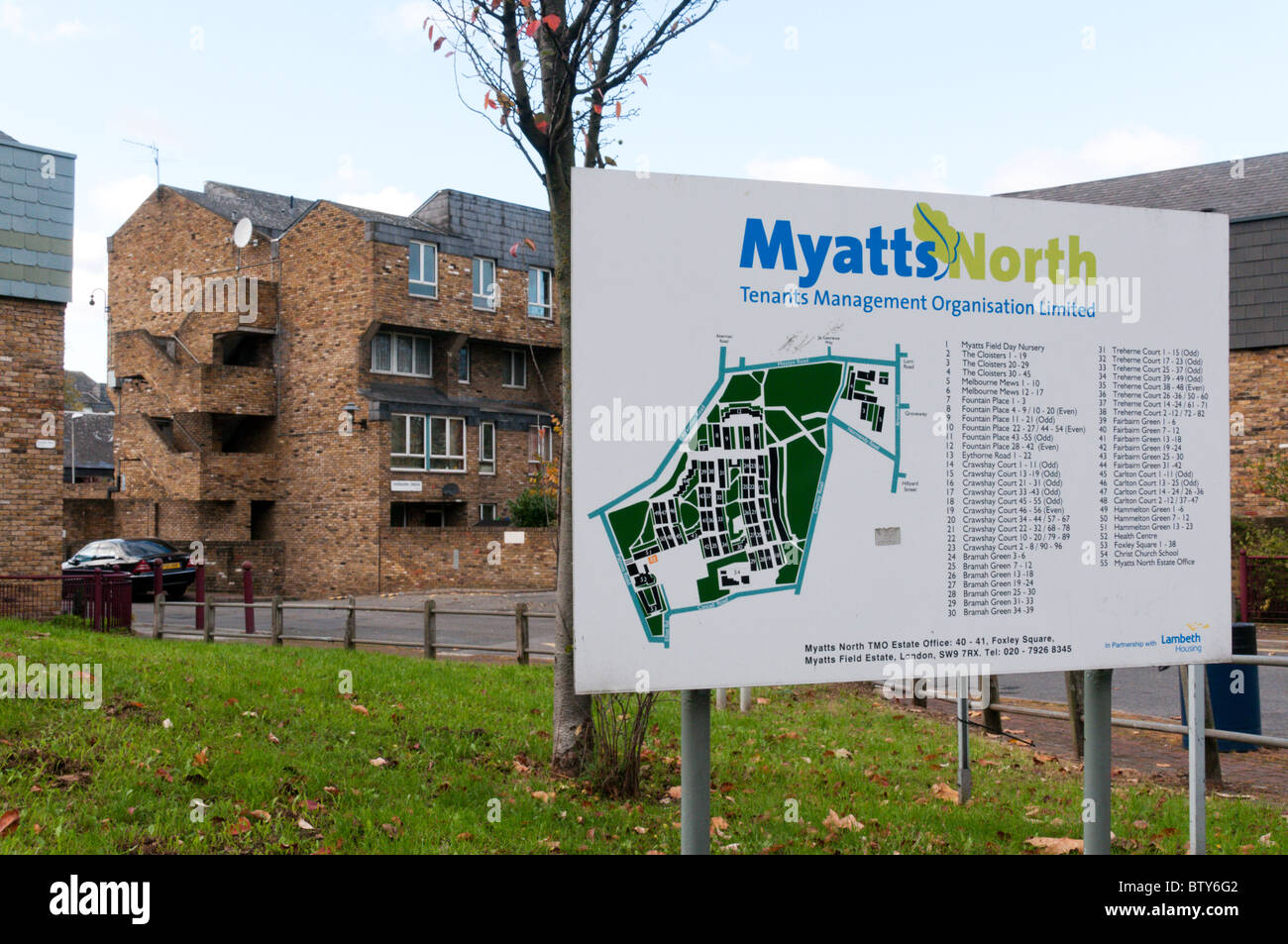 Le Myatts Nord Terrain résidentiel à Brixton, dans le sud de Londres pour le réaménagement proposé. Plus de détails dans la description. Banque D'Images