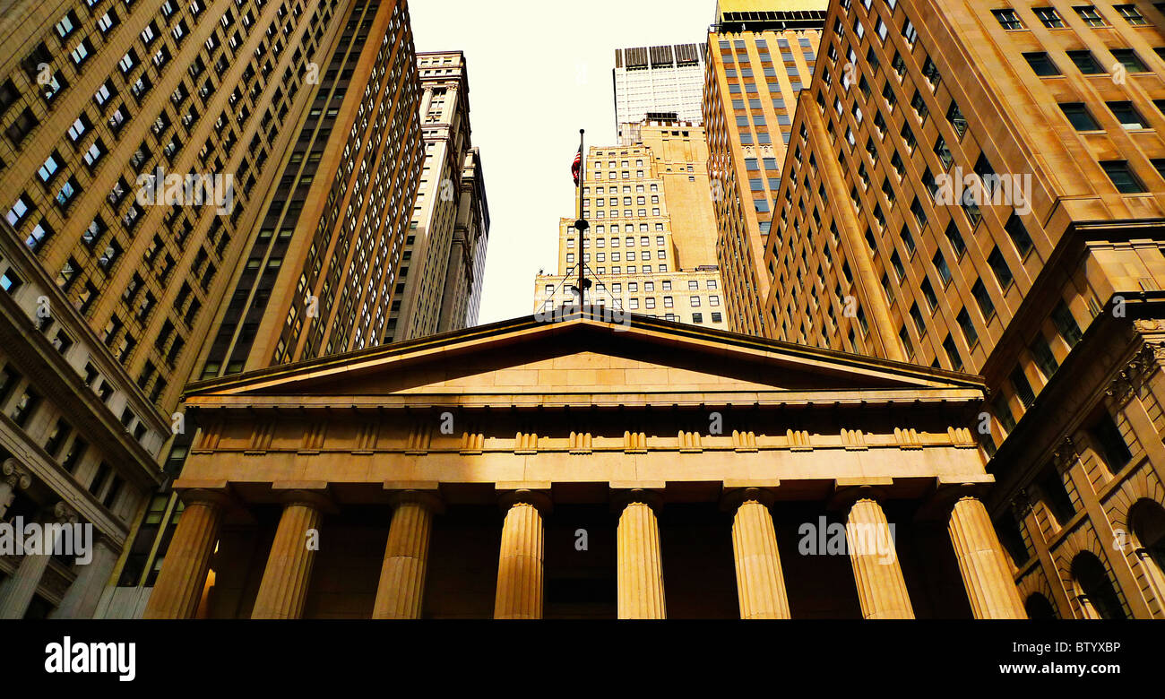 Le quartier financier, Wall Street, New York City USA. Banque D'Images