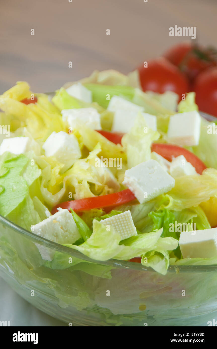 Fromage feta et salade Banque D'Images