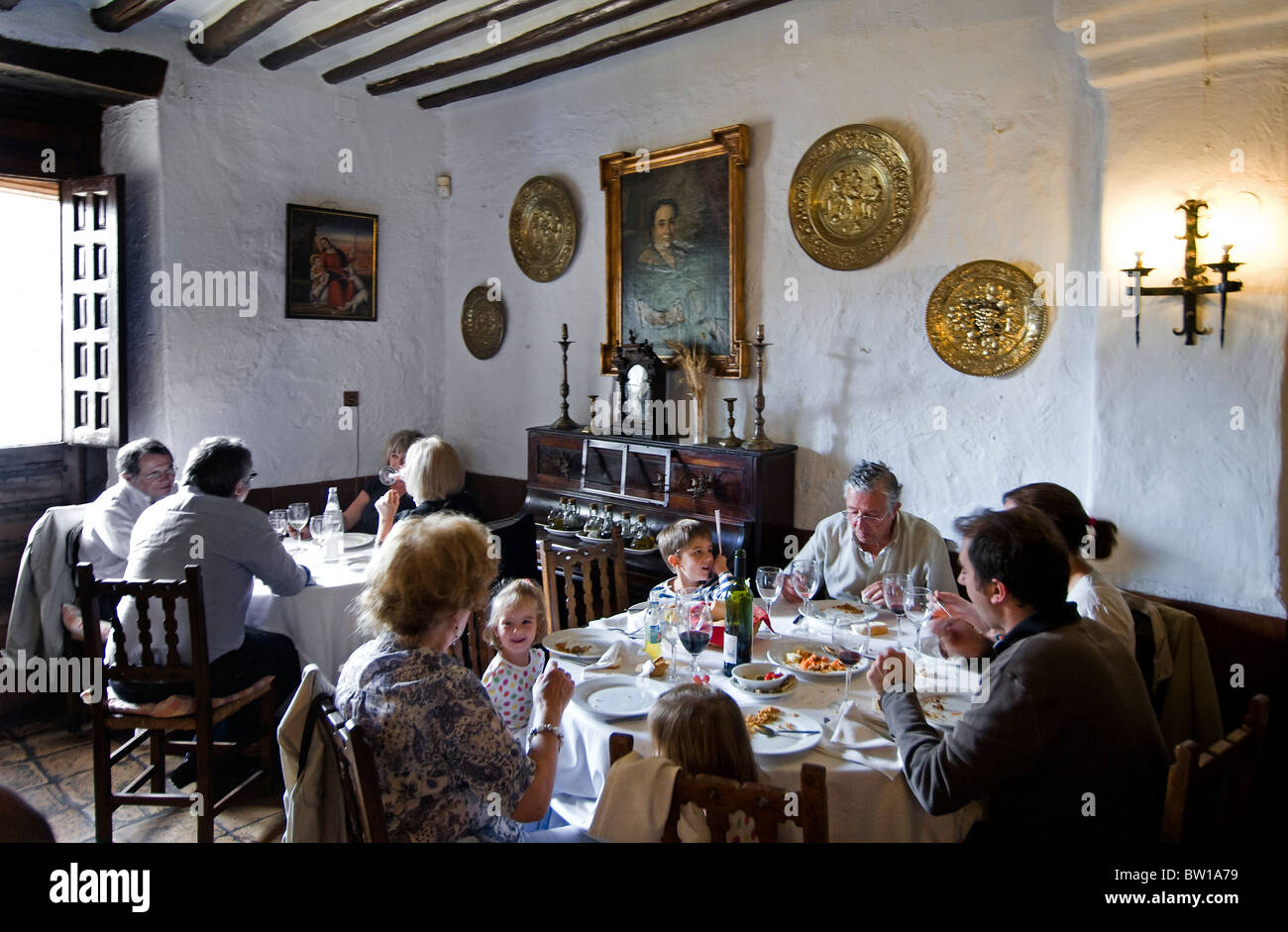 Espagne Andalousie vieille ferme restaurant espagnol diner Banque D'Images