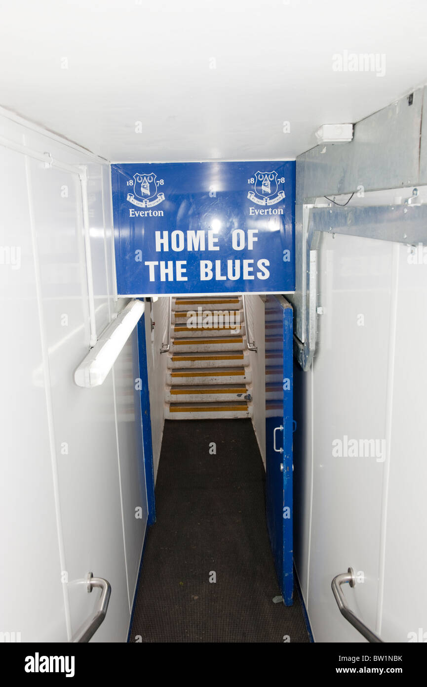 Everton Goodison Park tunnel des joueurs Banque D'Images