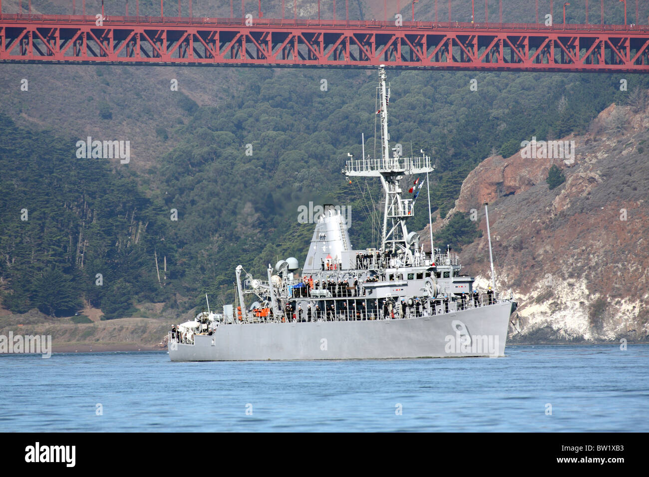 La lutte contre les mines, le USS Pioneer (MCM 9) sur la baie de San Francisco. Banque D'Images