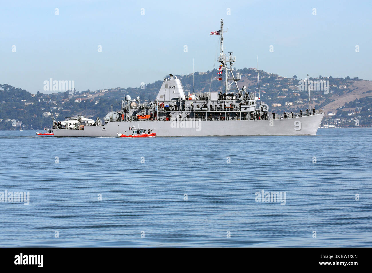La lutte contre les mines, le USS Pioneer (MCM 9) sur la baie de San Francisco. Banque D'Images